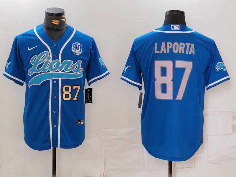 Men Detroit Lions #87 Laporta Blue Second generation joint name 2024 Nike Limited NFL Jersey style 2->detroit lions->NFL Jersey